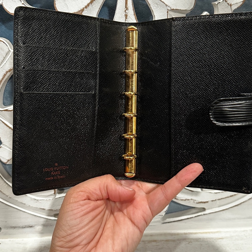 Louis Vuitton Epi Leather Agenda Wallet Organizer Black Snap Vintage Authentic - Picture 4 of 8
